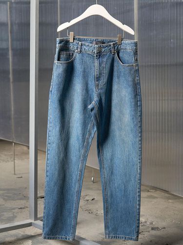 Blue Tapered Fit Denim Pants - EZIO - Modalova