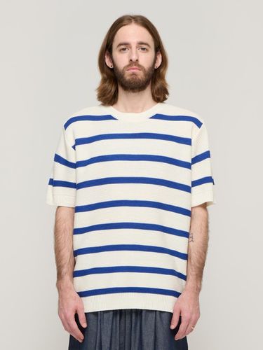 CB Stripe Round Half Knit Top_Blue - CARGOBROS - Modalova