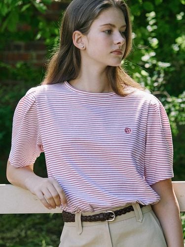 Volume Sleeve Logo Stripe T-shirt_Red - NONLOCAL - Modalova