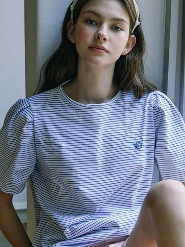 Volume Sleeve Logo Stripe T-shirt_Blue - NONLOCAL - Modalova