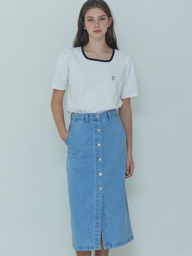 Button-Up Denim Long Skirt_Light Blue - NONLOCAL - Modalova