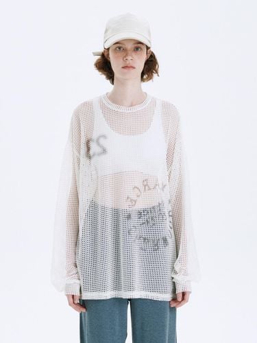 Knit Mesh Long Sleeve Top_Off White - MARGESHERWOOD - Modalova