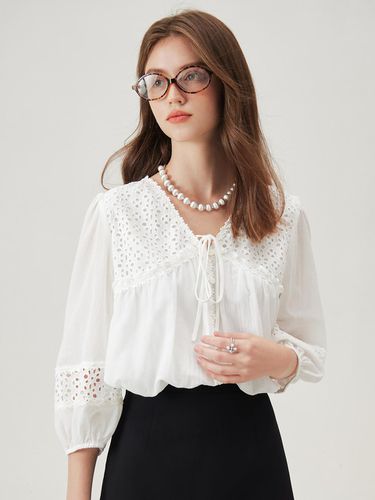 Embroidered Lace-Up Shirt (White) - We’Dee - Modalova