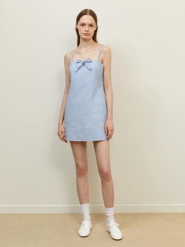 Simple Ribbon Mini Dress - Sky Blue - LADYVOLUME - Modalova