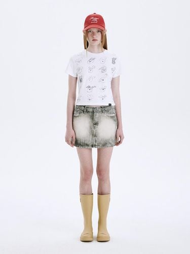 Color Spray Denim Skirt_Grey - MARGESHERWOOD - Modalova