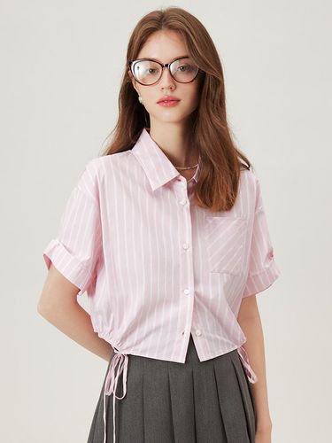 Striped Drawstring Cropped Shirt - We’Dee - Modalova