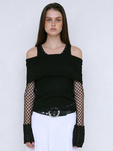 Fishnet Off Shoulder Top_Black - Polysooem - Modalova