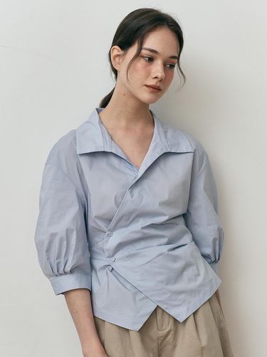 Asymmetric Button Shirt (Blue) - We’Dee - Modalova