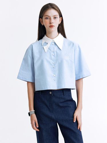 Heart on Collar Shirt - Blue - DEW E DEW E - Modalova