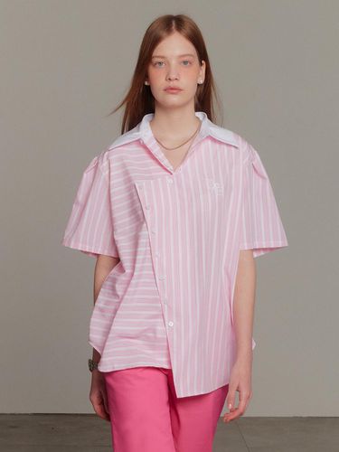 Diagonal Short Sleeve Shirt - Pink - DEW E DEW E - Modalova