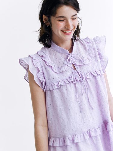 Eyelet Sleeveless Blouse - Purple - DEW E DEW E - Modalova