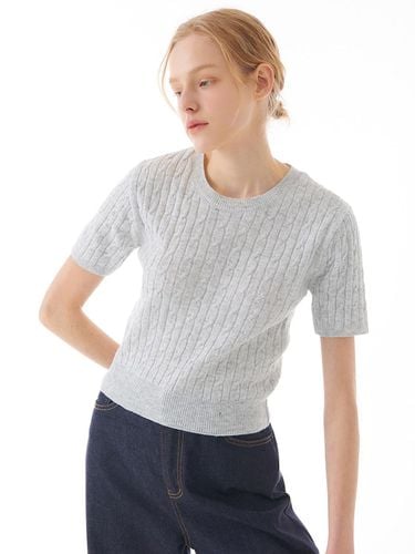 Cable Half Knit Top_Light Gray - camino - Modalova