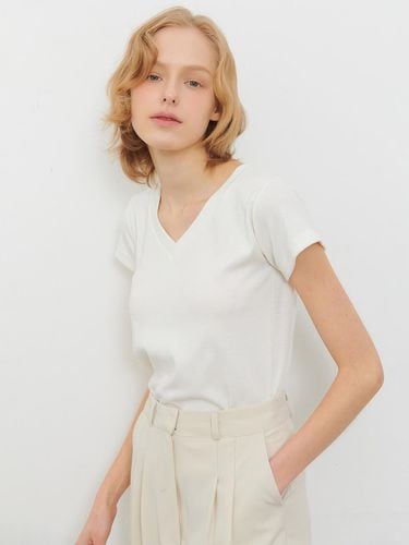 V-Neck Half Sleeve T-shirt_White - camino - Modalova