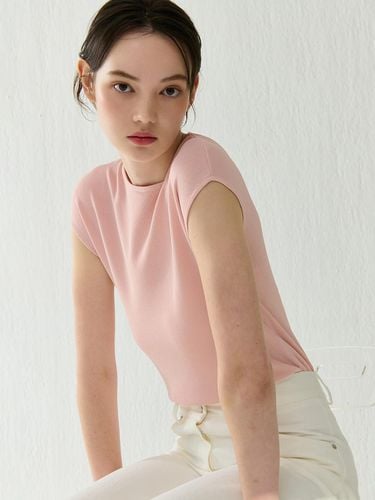 Cap Sleeve Knit Top_Pink - camino - Modalova