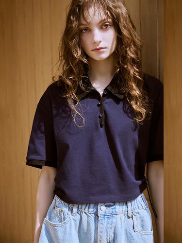 Logo Embroidery Collar Combination Pique T-Shirt - HUNCH - Modalova