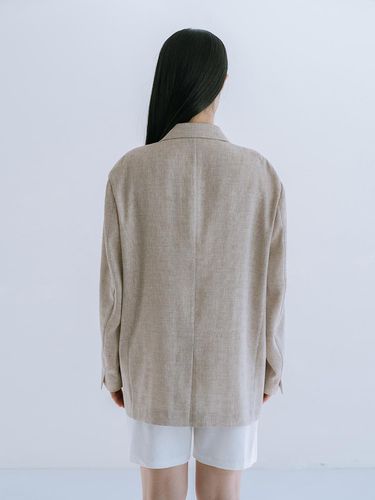 Linen Blend Single Jacket - Brown - REPLAIN - Modalova