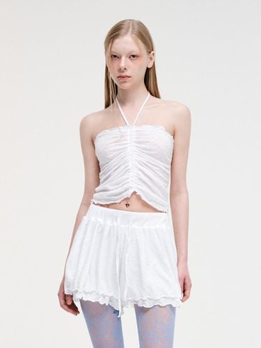 Slub Ruffle Sleeveless Top_White - ETMON - Modalova