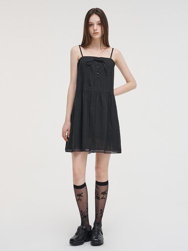 Slip Button Lace Mini Dress_Black - ETMON - Modalova