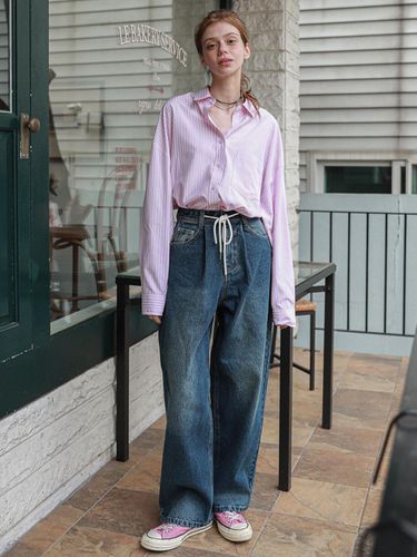 Wide String Denim Pants_Dark Blue - LOSSYROW - Modalova