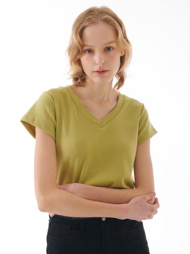 V-Neck Half Sleeve T-shirt_Green - camino - Modalova