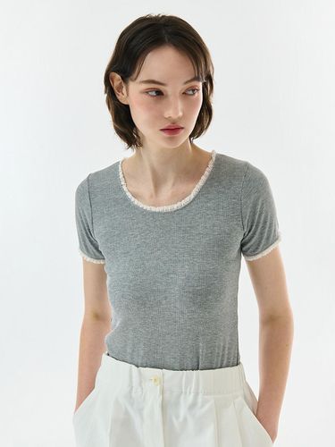 Lace T-shirt_Gray - camino - Modalova