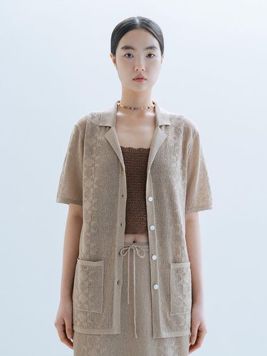 Linen Blended Crochet Shirt - Beige - REPLAIN - Modalova