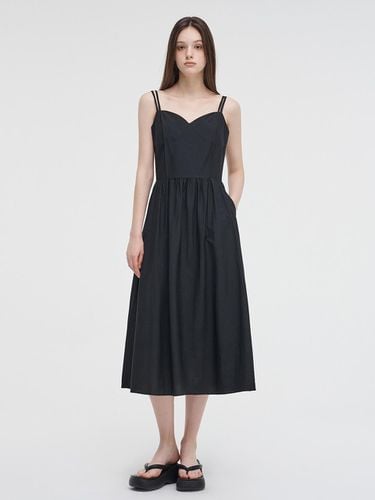 Slip Pintuck Double Strap Dress_Black - ETMON - Modalova