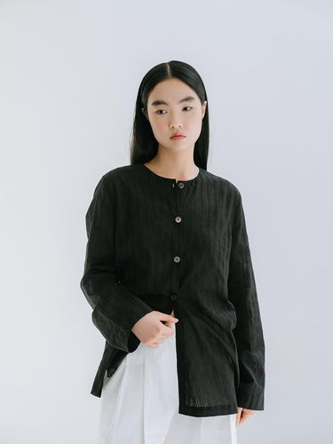 Cotton Round-Neck Shirt _ Black - REPLAIN - Modalova