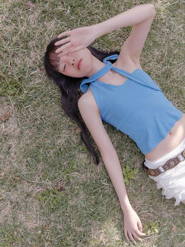 Multi Halter Sleeveless Top_Blue - ETMON - Modalova