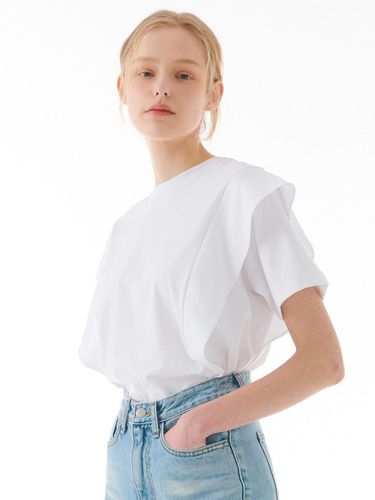 Cutting Line Frill T-shirt_White - camino - Modalova