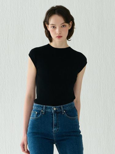 Cap Sleeve Knit Top_Black - camino - Modalova