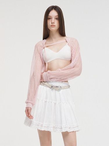 Strap Bolero Net Cardigan_Pink - ETMON - Modalova