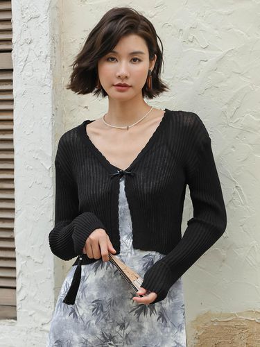 Black Sun Protection Knit Cardigan - LANGSON - Modalova