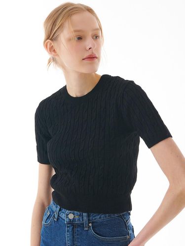 Cable Half Knit Top_Black - camino - Modalova