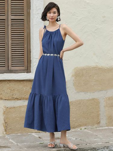 Blue Plaid Loose Dress - LANGSON - Modalova