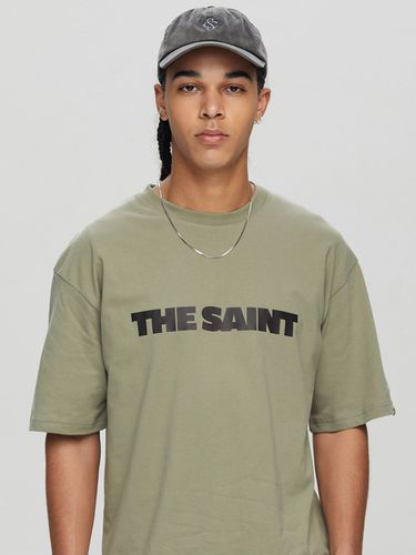 Bold Lettering T-Shirt _ Khaki - SAINTPAIN - Modalova