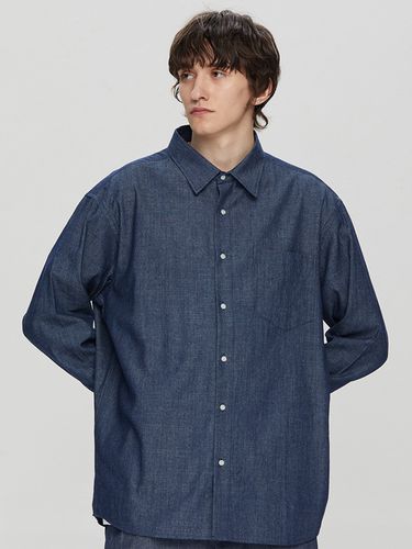 Chambray Oversized Shirt _ Blue - SAINTPAIN - Modalova