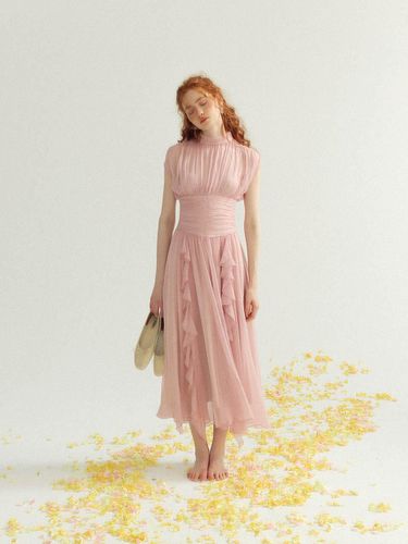 Rosie Pink Shirring Long Dress - Sincethen - Modalova