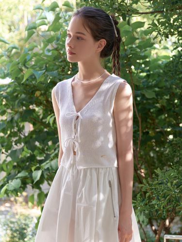 Linen Ribbon Knit Vest_White - RE_L - Modalova