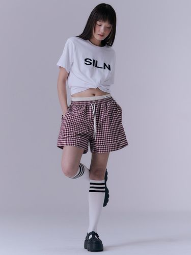 Layered Waist Gingham Check Shorts () - SILN - Modalova