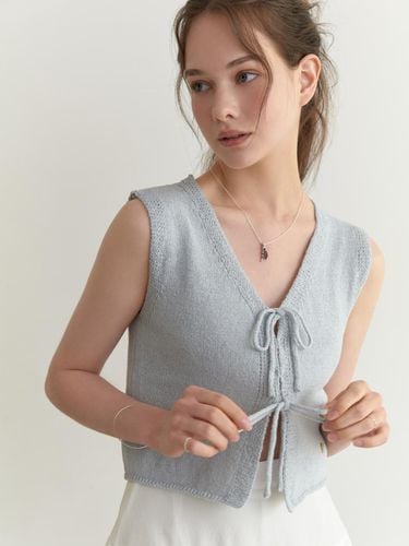 Linen Ribbon Knit Vest_Sky Blue - RE_L - Modalova