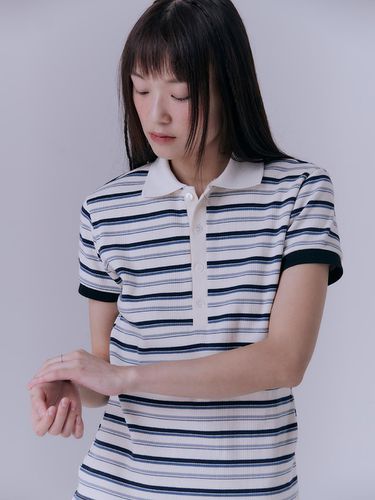 Stripe Pique Rib T-Shirt (Multi) - SILN - Modalova