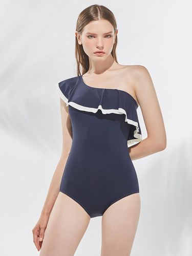 Line Ruffle One Shoulder Onepiece Swimsuit - bohemianblue - Modalova