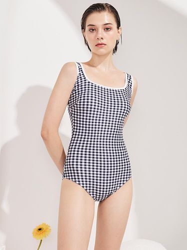 Gingham Square Neck Onepiece Swimsuit - bohemianblue - Modalova