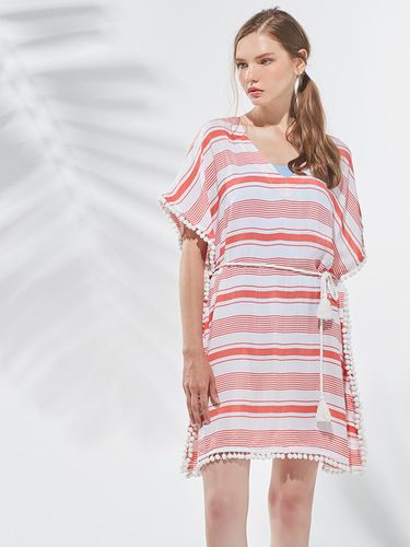 Stripe Pom-pom Beach Kaftan - bohemianblue - Modalova