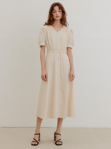 V Neck Shirring Dress - LOOKAST - Modalova