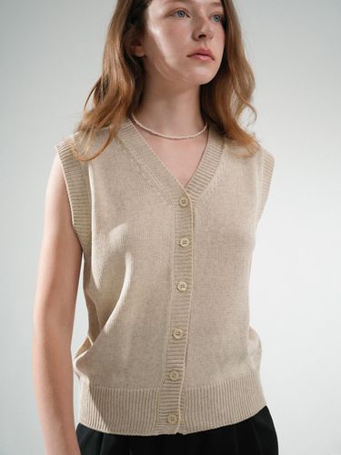 V-neck Button Knit Sleeveless Cardigan - VLETI - Modalova