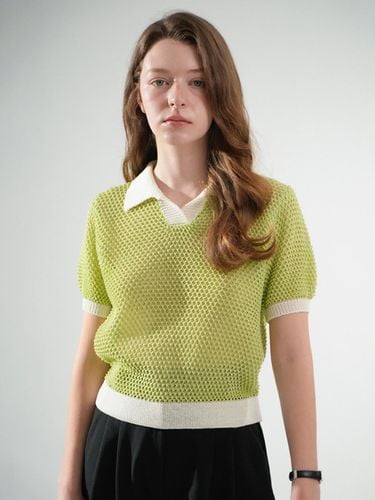 Skacy Open Collar Coloration Half Knit - Light_gre - VLETI - Modalova