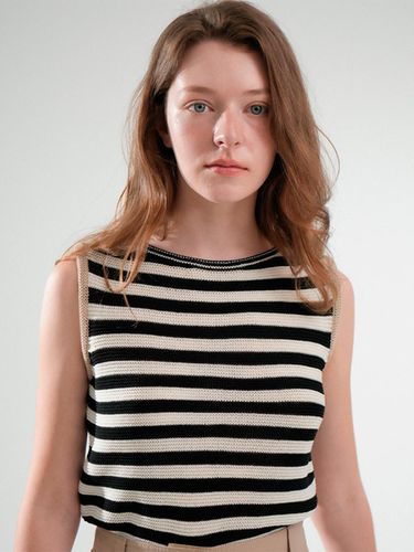 Boat-neck Stripe Knit Sleeveless - VLETI - Modalova