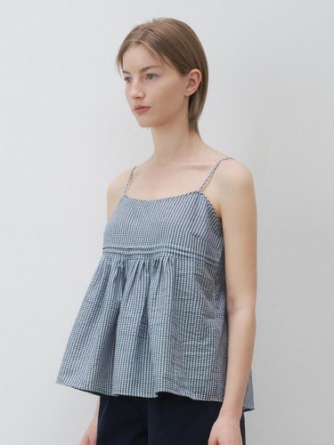 Pleated Sleeveless Check Top - KLEAN - Modalova